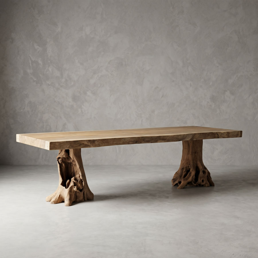 Eettafel van suarhout met wortelvoet